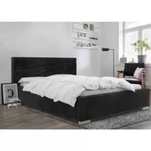 Fenna Upholstered Beds - Plush Velvet, Small Double Size Frame, Black - Black