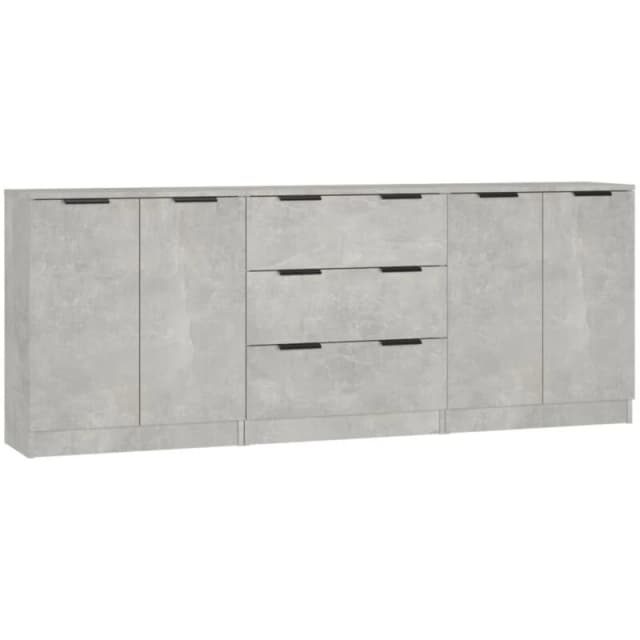 VIDAXL 3 Piece Sideboards Concrete Grey Engineered Wood Vidaxl 8720287122432