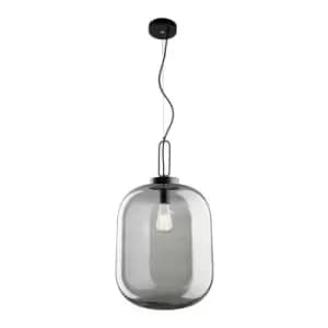 Netlighting Merano Durham 25cm Globe Pendant Ceiling Light Black Aluminium, Smok