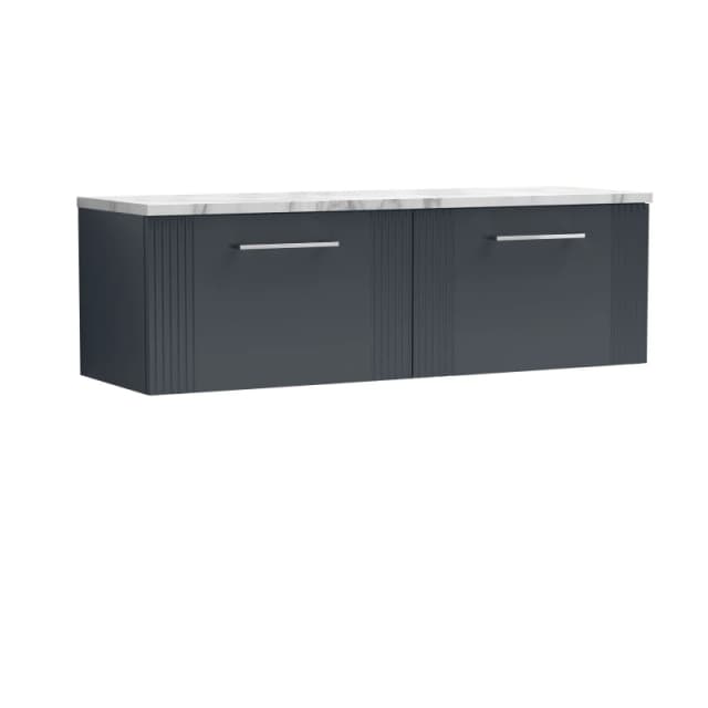 Balterley 2 Drawer Wall Hung Vanity Unit Marble Laminate Worktop, 1200mm in Grey Grey Unisex