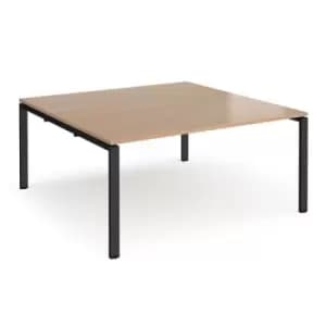 Adapt boardroom table starter unit 1600mm x 1600mm - Black frame and beech top