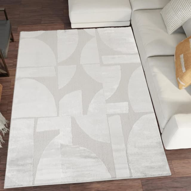 Hamilton Modern Sheen Area Rug - Abstract Motif Geometric Lines Design Silver 200Cm X 290Cm