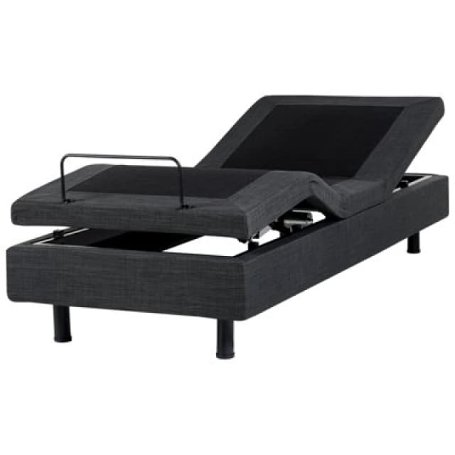 Beliani Adjustable Bed Without Headboard Fabric Duke 80 X 200 Cm (Eu Small Single) Dark Grey