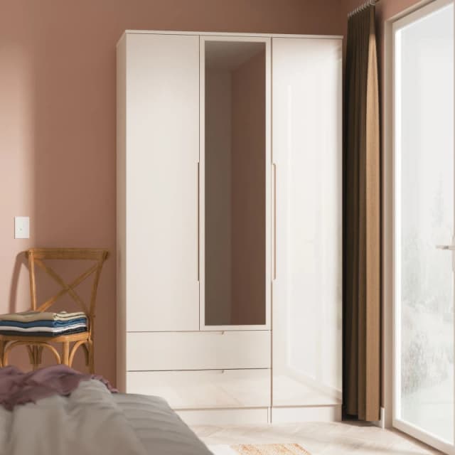 Ready Assembled 2 U Lucca Triple Mirror Wardrobe with 2 Drawers (Ready Assembled) in Taupe Unisex