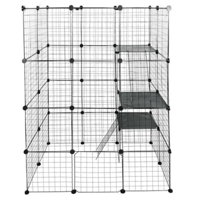 Gr8 Home Large 4 Tier Cat Cage Playpen Enclosure Pet Kitten Kennel Metal Wire Crate Box Black