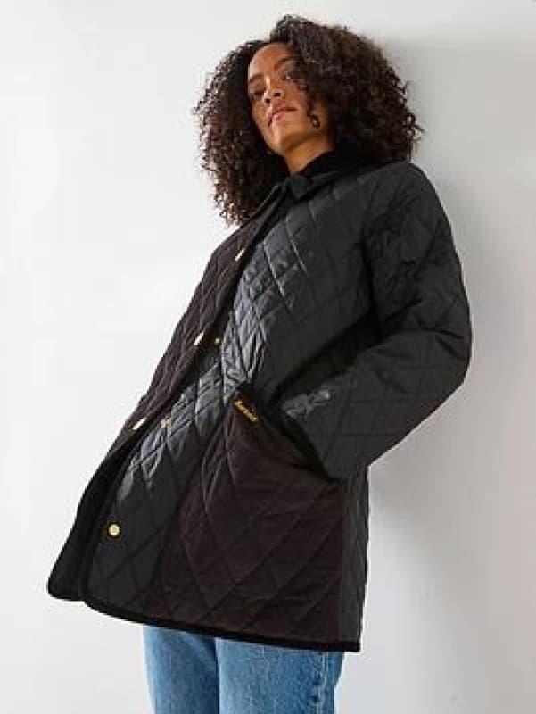 Barbour Womens Meryl Diamond Quilted Long Sleeve Jacket Black/Classic female 16 (XL)