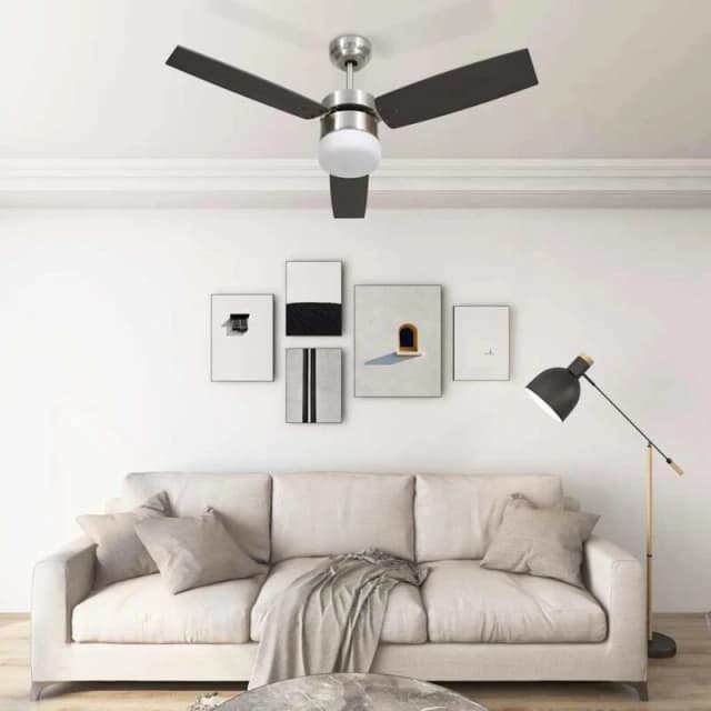 VIDAXL Ceiling Fan with Light and Remote Control 108cm Dark Brown vidaXL 8720286145968