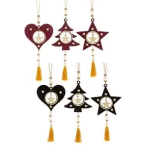 Xmas Flock Hanging Dec With Tassel