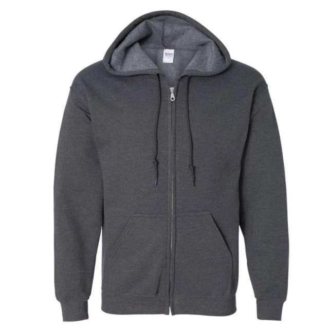 Gildan Mens Heavy Blend Full Zip Hooded Sweatshirt Top in Dark Grey Size: Medium Dark Grey Male M