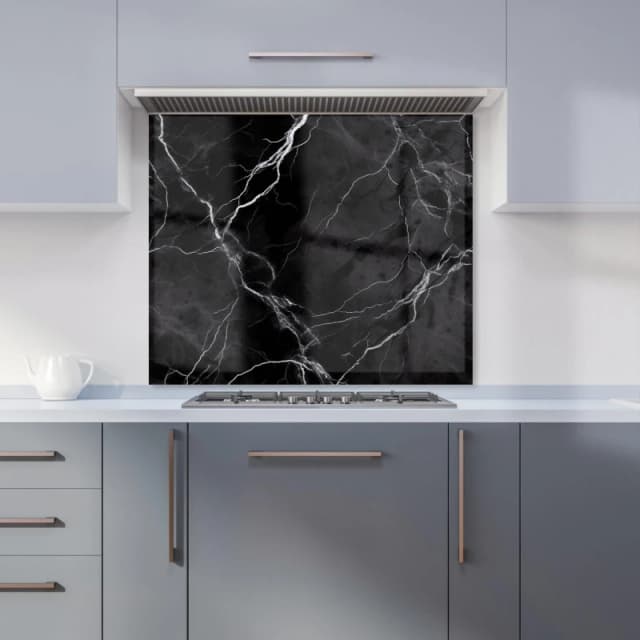Warren Reed - Designer Black Marble Pattern Kitchen Splashback Size: 600mm x 750mm Black Unisex 600mm x 750mm