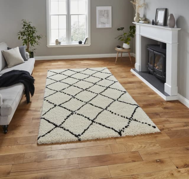 THINK RUGS Think Rugs - Royal Nomadic 5413 Ivory Black 160cm x 220cm Rectangle - Ivory 47874