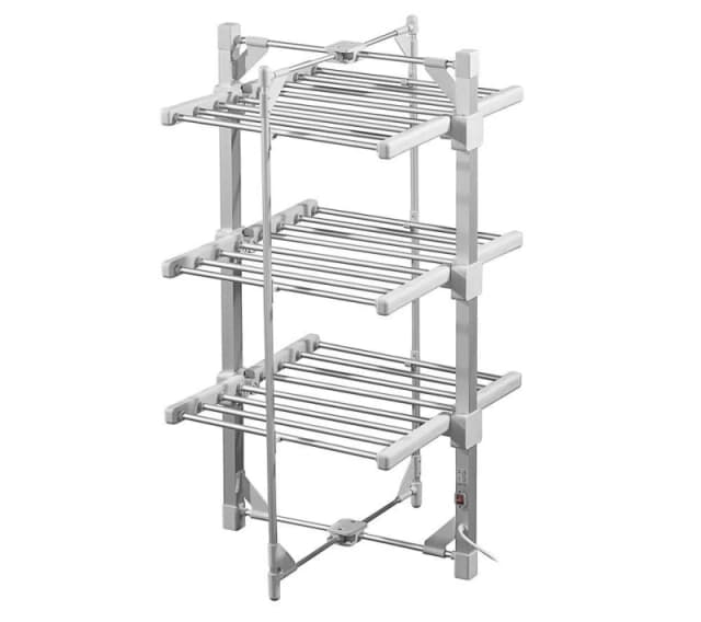 Daewoo Daewoo 3-Tier Heated Airer with Cover, 300W, 30kg Capacity in Grey Grey One Size Unisex 5024996979954