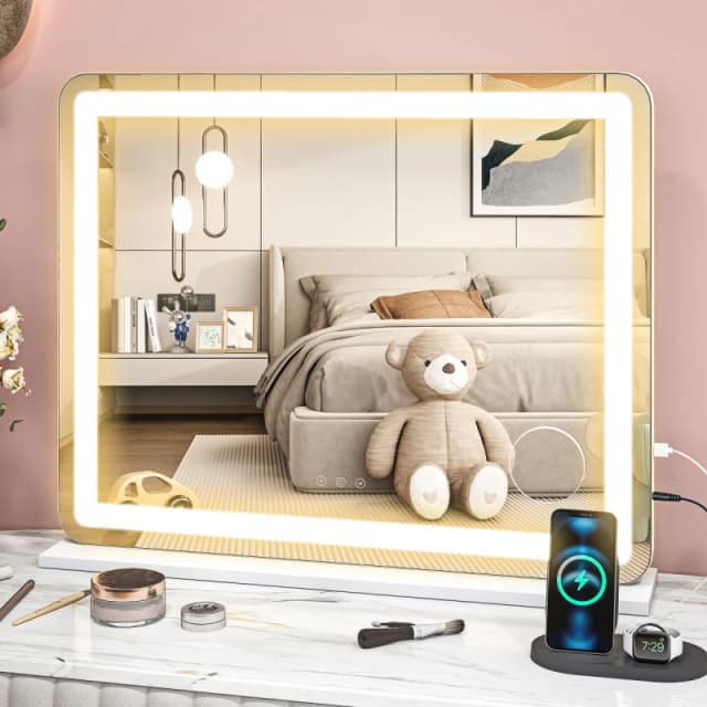 HOMCOM HOMCOM Vanity Mirror with Lights, 10X Magnifying, USB Charging Port, White White One Size Unisex 5063603037779