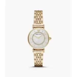 Emporio Armani Womens Two-Hand Gold-Tone Stainless Steel Watch - Gold