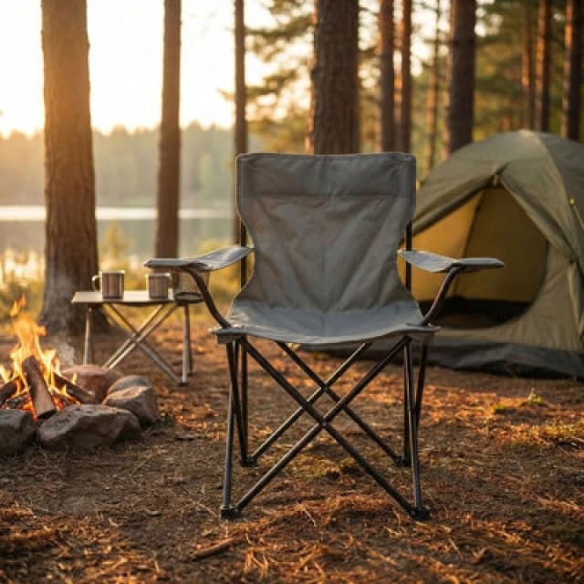 OHS OHS Outdoor Camping Chair Geo Folding Portable Picnic Garden Seat, Adults in Charcoal Charcoal One Size Unisex 5027434209477