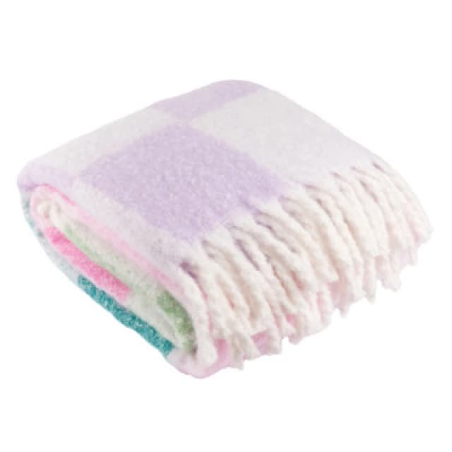 Furn Furn Maisie Checked Tasselled Throw in Aqua Size: 130cm x 180cm Aqua 130cm x 180cm Unisex 5025532364975