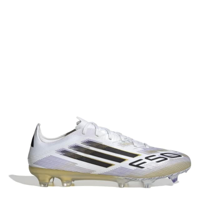 adidas F50 Pro Adults Firm Ground Football Boots White/Blk/Gold male 8 (42)