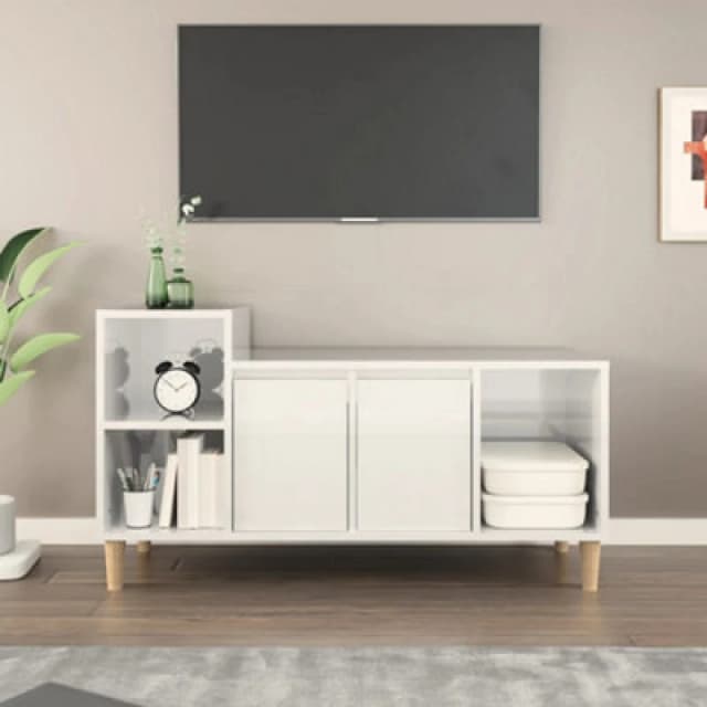 Vidaxl TV Cabinet High Gloss White 100X35X55cm Engineered Wood, White 821174