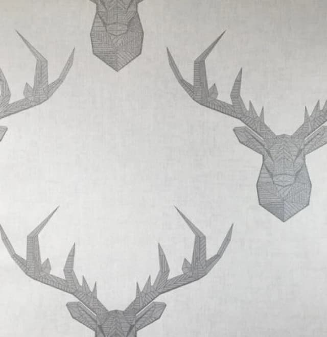 SK Filson White Geometric Stag Head Wallpaper