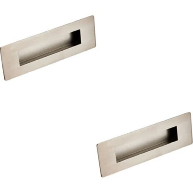 Loops 2x Recessed Sliding Door Flush Pull Handle 180 x 60mm Satin Stainless Steel Metallics unisex