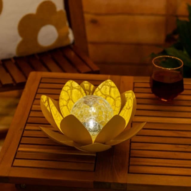 ValueLights ValueLights Waterlily Solar Powered Outdoor Lotus Flower Decoration Garden Light in Yellow Yellow One Size Unisex 5016529270812