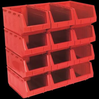 Sealey Plastic Storage Bin 209 x 356 x 164mm RED Pack of 12