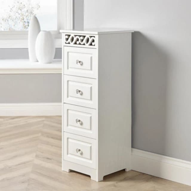 Home Source Whitehaven 4 Drawer Chest Storage Unit White