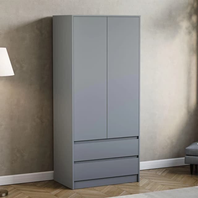 Lassic Vida Designs Denver 2 Door Wardrobe With Drawers Grey unisex One Size