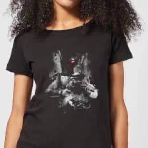 Star Wars Boba Fett Distressed Womens T-Shirt - Black