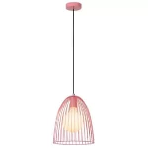 Lucide MACARONS - Pendant Light - Ø24.5cm- 1xE27 - Pink