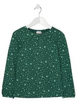 Fatface Girls Long Sleeve Star Print T-Shirt - Dark Green