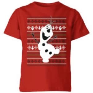 Disney Frozen Olaf Dancing Kids Christmas T-Shirt - Red - 11-12 Years