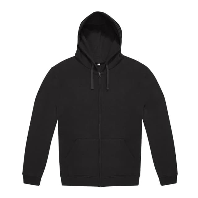 B&C Mens Relaxed Fit Full Zip Hooded Sweatshirt with 2 Side Pockets in Black Size: XS Black Male XS