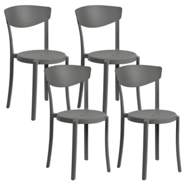 Beliani Set Of 4 Garden Chairs Vieste Dark Grey