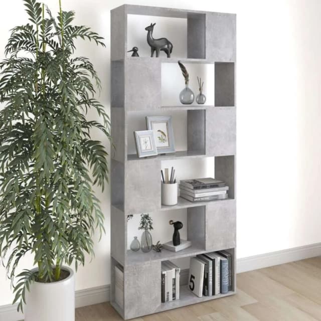 VIDAXL Book Cabinet Room Divider Concrete Grey 80x24x186cm Engineered Wood vidaXL 8720286651124