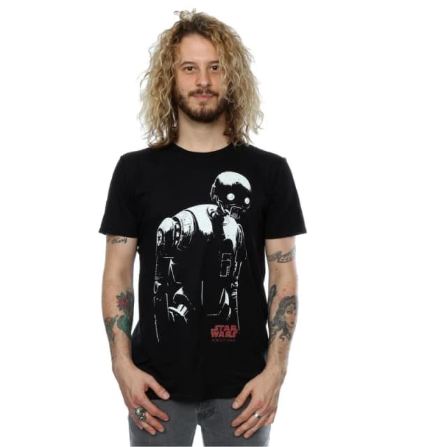 Star Wars Star Wars Men Rogue One K-2SO T-Shirt in Black Size: Small Black S Male 5057068082016