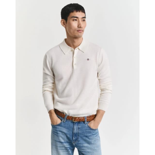 Gant Superfine Lambswool Polo Shirt Cream male M
