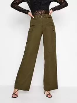 Long Tall Sally Olive Belted Cargo Trouser, Green, Size 12, Women