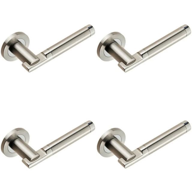 Loops 4x PAIR Round Bar Handle on 52mm Round Rose Concealed Fix Polished Satin Steel Metallics