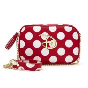 Loungefly Red & White Polka Dot Disney Logo Cross Body Bag