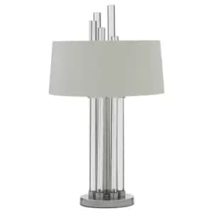 Premier Housewares Midas Table Lamp with Silver Finish Base & White Fabric Shade
