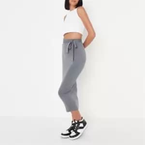 Missguided Knitted Tie Waist Midi Skirt - Black