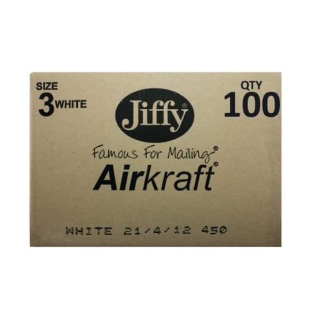 Jiffy AirKraft Size 3 Bubble Lined Mailer White (100 Pack) MAKC88006