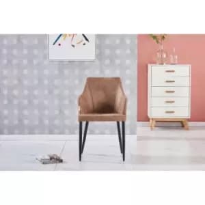 Zarah Faux Leather Chair Luxury Dinette Chairs Living Room, Dessert Shop, Cafe, Hotel, Restaurant Padded Seating Beige Brown Single - Beige Brown