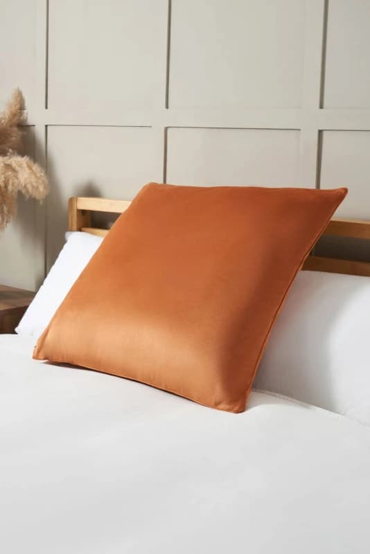 BHS Large Velour Piped Cushion in Orange Orange Unisex