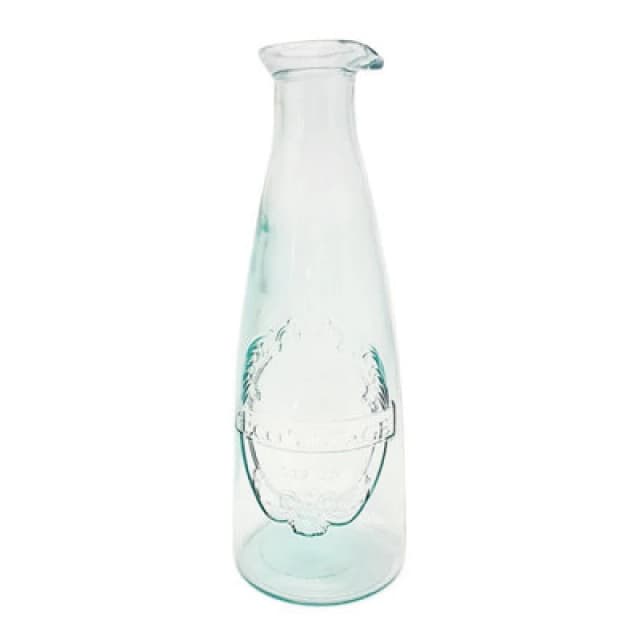 Verano Spanish Ceramics Recycled Glass Eco Vintage Clear Kitchen Dining Decanter Bottle 1L (H) 27cm Clear unisex