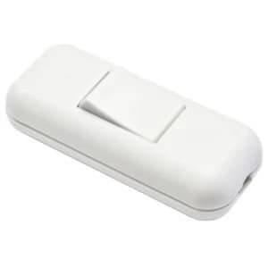 BQ 2A 1 Way Single White Plastic Inline Switch