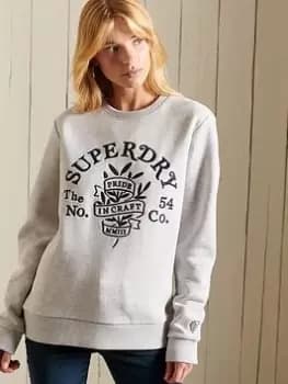 Superdry Pride In Craft Logo Sweat - Grey, Size 10, Women