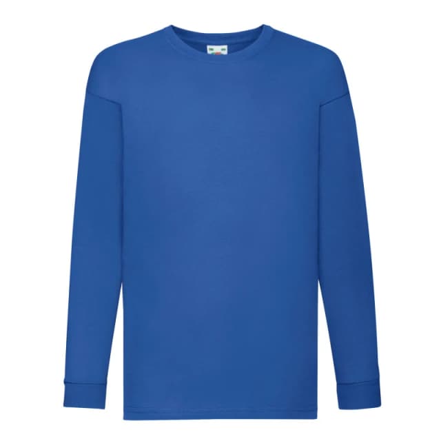 Fruit of the Loom Value Long-Sleeved T-Shirt in Blue Size: 3-4 Years Blue Unisex 3-4 Years