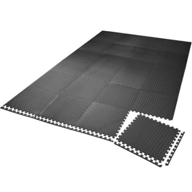 Tectake Gym Mats - 24 Interlocking Sections With 48 Edge Pieces 61 X 61cm - Black